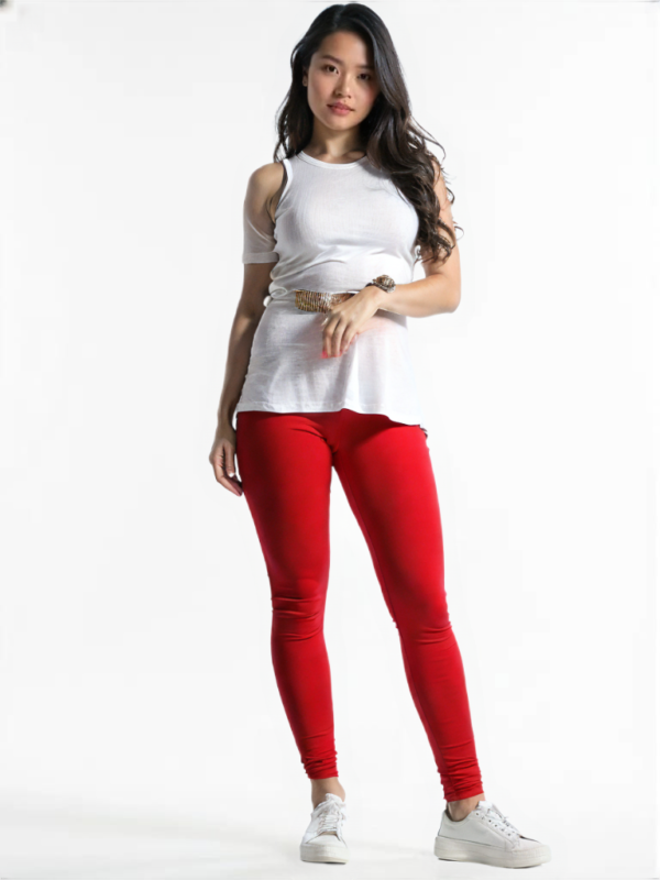 Red Chudidar Leggings Cotton 2-way Fabric