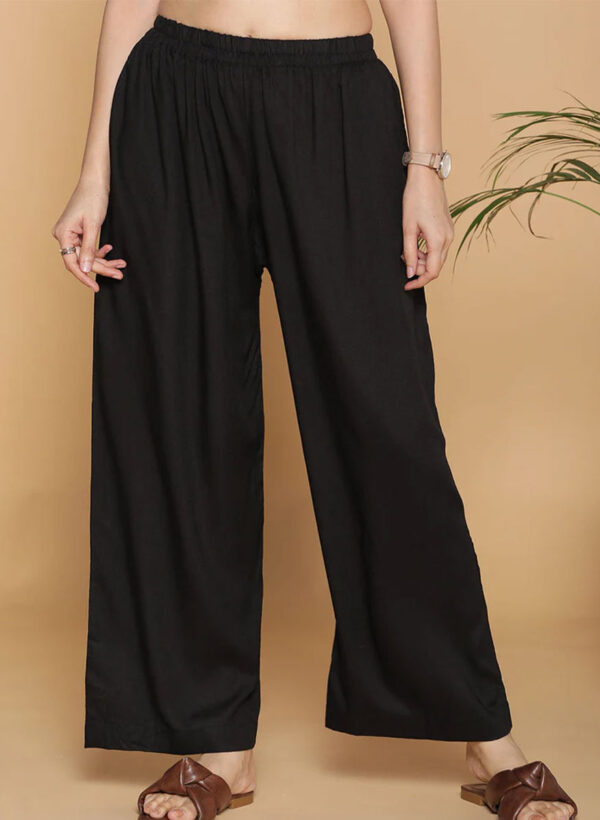 Block Palazzo Rayon Cotton Pants