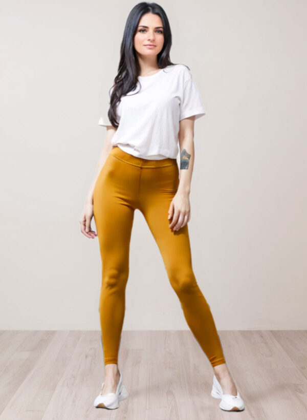 Mustard-yellow colour / Ankle length legging 4-way stretch fabric