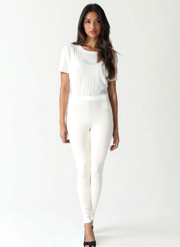 Of White  Colour Ankle length legging- 4-way fabric