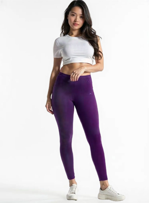 Plum Colour Ankle length legging- 4-way Premium fabric